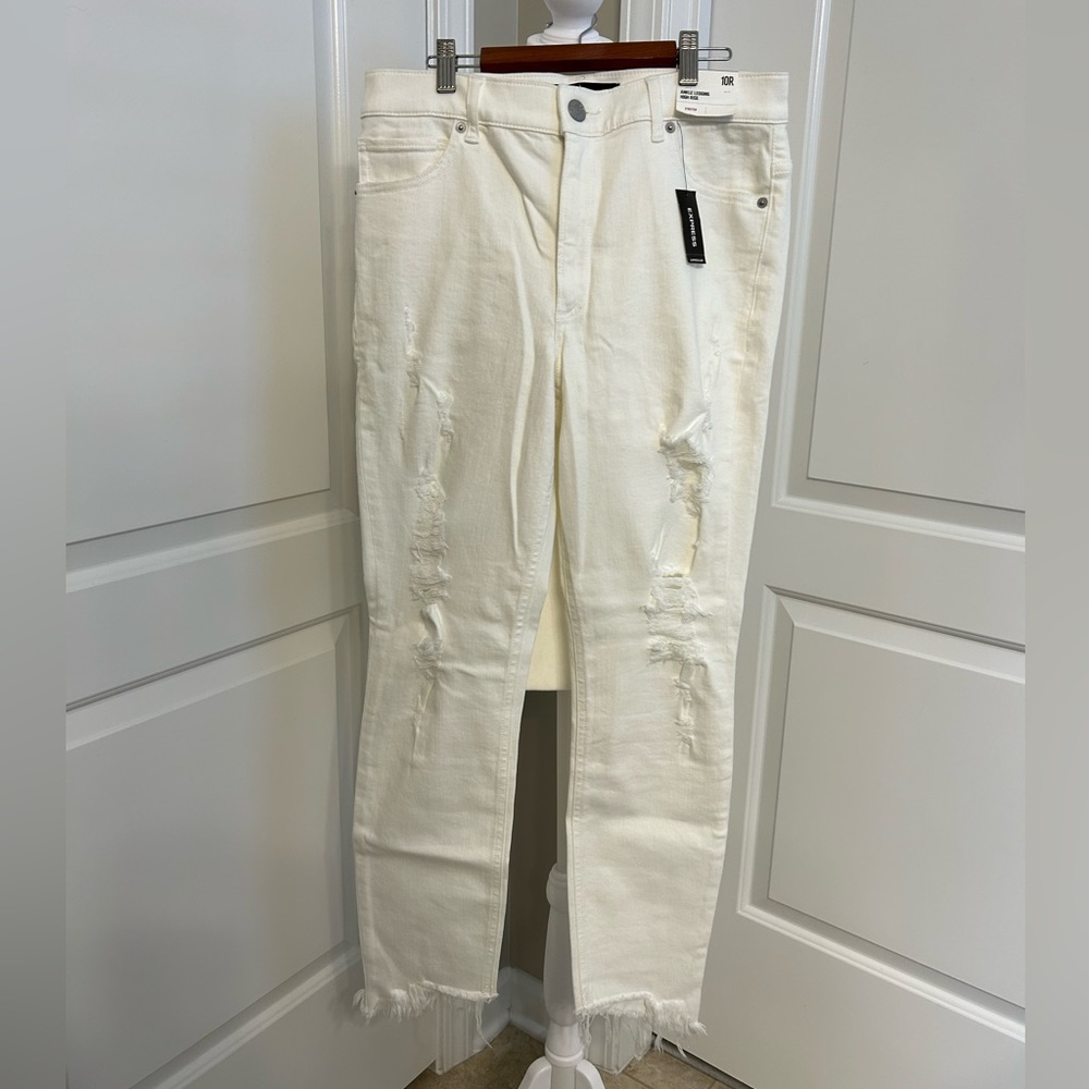 Express Ankle Legging High Rise Jean - White Size 10R